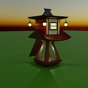 3D Japanese Deffance Tower Game Ready Asset