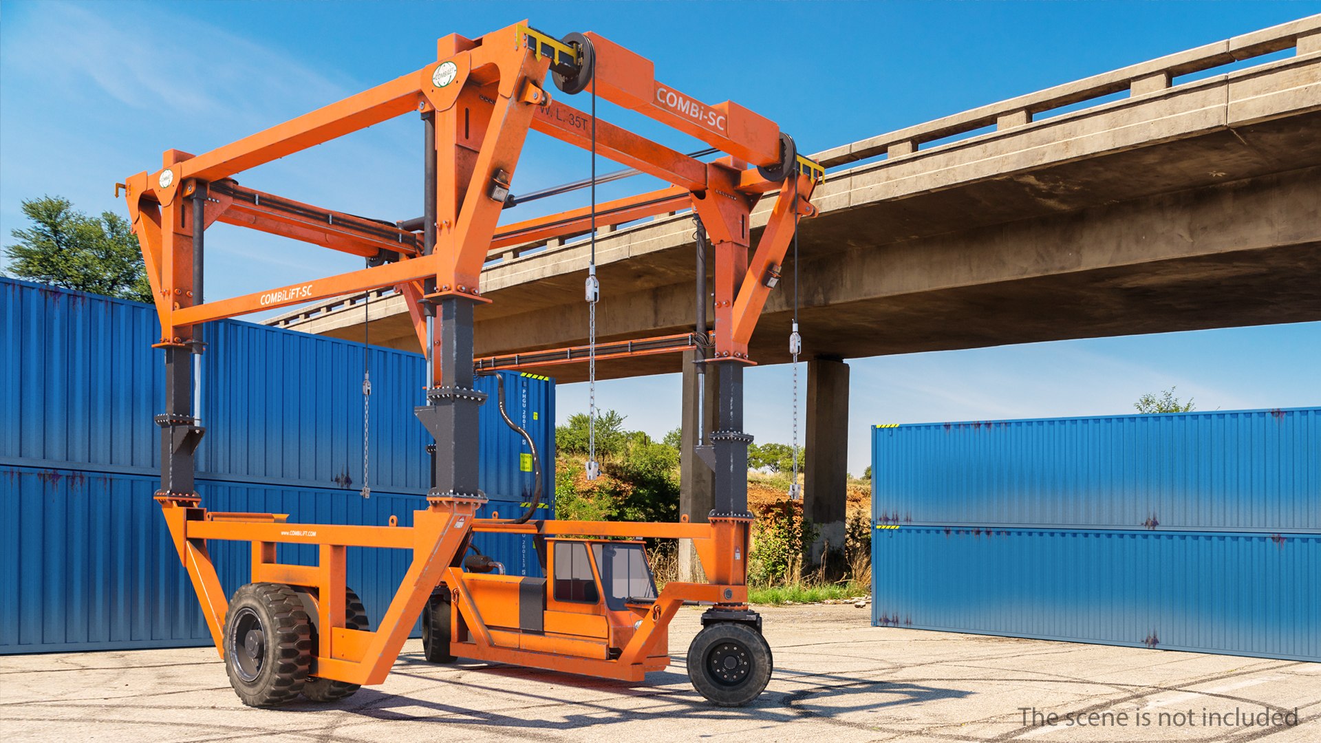 Combi-SC Straddle Carrier Dirty Rigged 3D model preview