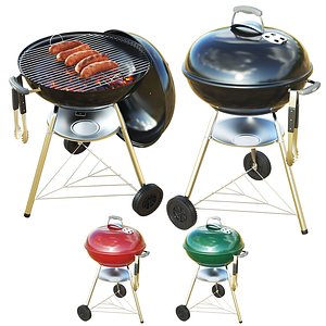 Portable Kettle BBQ Grill 3D
