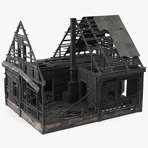 Burnt Wooden House Brown model