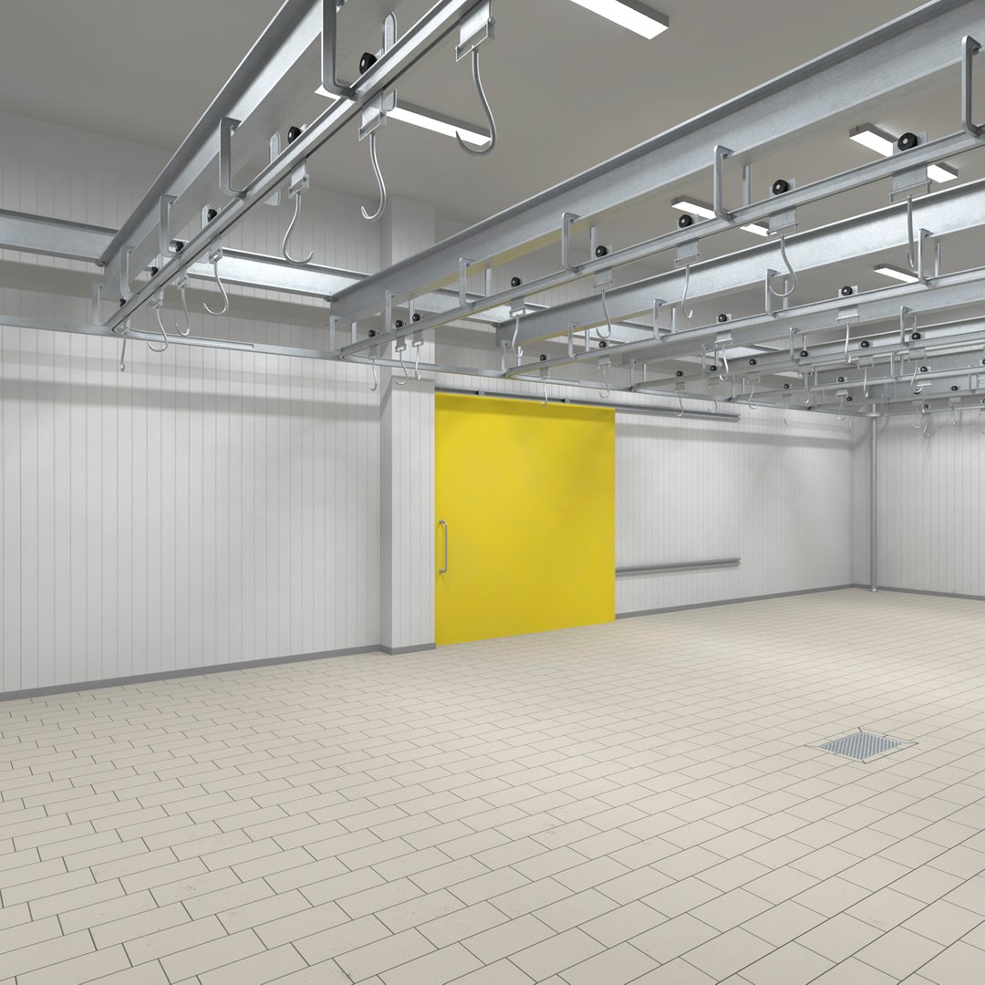 Tile Floor Butchery Refrigeration Facility 3D model for industrial visualization, technical presentation, simulation, product rendering, and animation