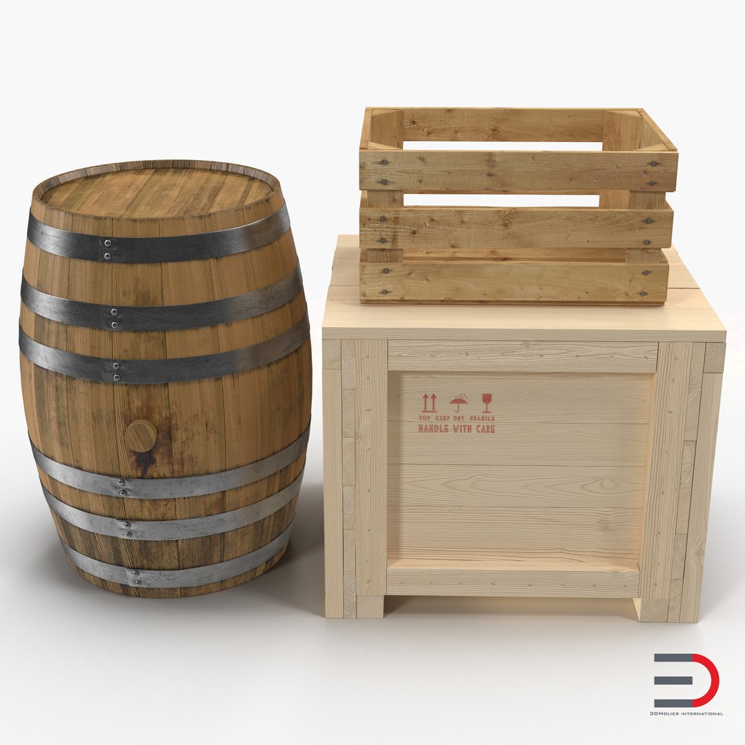 Wooden Conteiners Collection 3D model preview