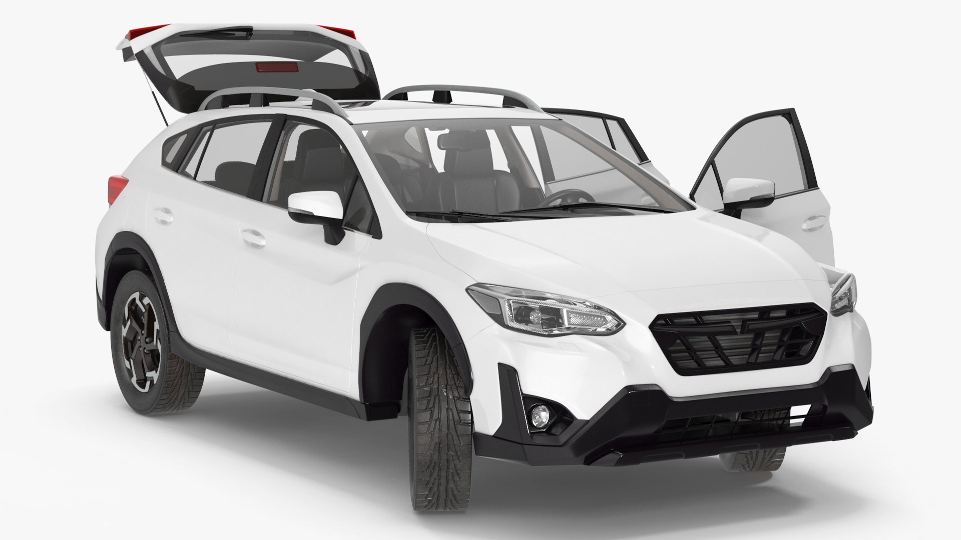 Compact Hybrid Crossover White Rigged 3D model preview