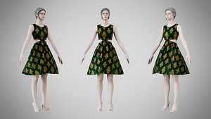 Dress 33 Emerald Crown Velvet 3D