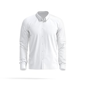 White Dress Shirt - men long sleeve classic shirt 3D