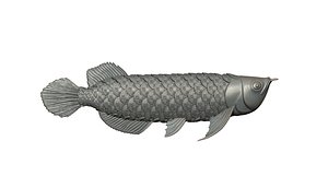 LUCKY DRAGON FISH WITH COIN AND FISH SCALES 3D model