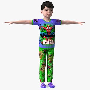 Asian Child Boy Home Style T-pose