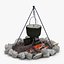 3d model campfire tripod cooking pot