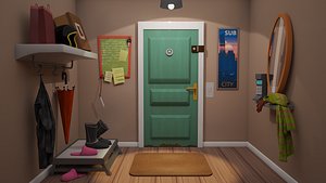 3d stylized cartoon corridor 3D model