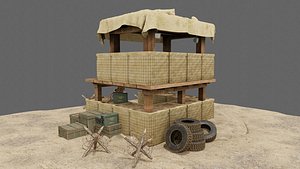 3D military trench tower model