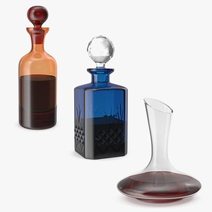 3D Glass Decanters with Alcoholic Drinks Collection