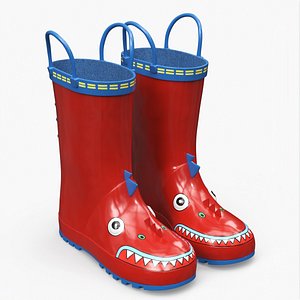 Kids Dinosaur Rain Boots Red model