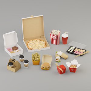 3D takeaway fast food model