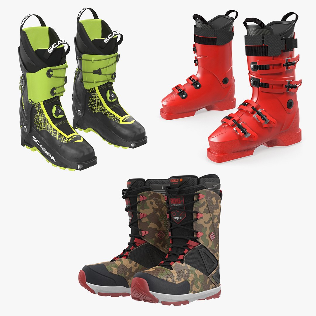 Ski and Snowboarding Boots 3D Models Collection 2 3D model preview