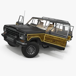 3D Jeep Grand Wagoneer SUV 1980s Black Rigged for Maya model