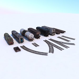 3D abandoned train pack