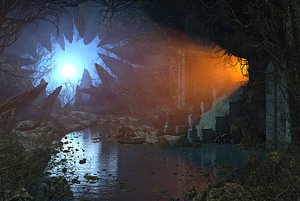 3D Fantasy Cave Ancient Gate