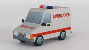 Cartoon Low Poly Car 06 - Ambulance 3D model