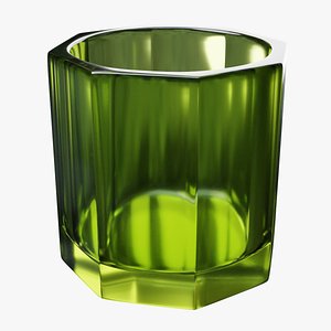 3D green glass irish whiskey
