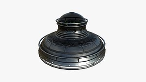 Alien Spaceship UFO F03 Dark Steel - Sci Fi Spacecraft Design model
