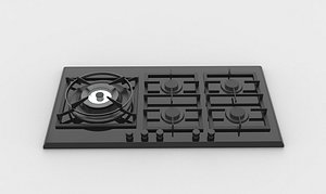 Burner Gas Cooktop 3D model 3D model