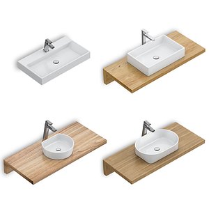 3D model set washbasins ravak 60