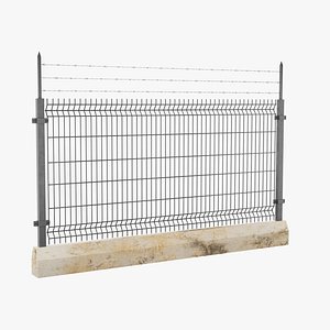 New Security Barbed Wire Fence 3D model