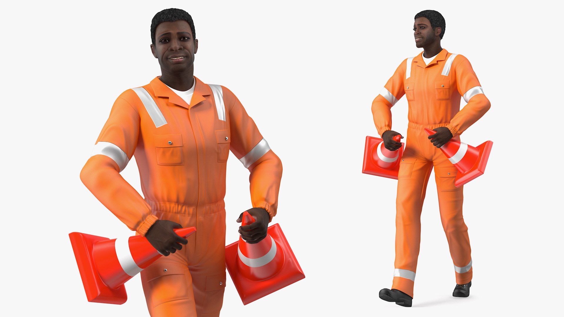African American Road Worker 3D model preview