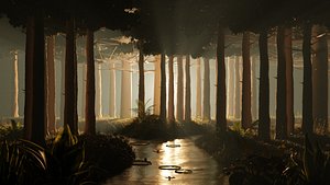Stylized volumetric forest scene 3D model