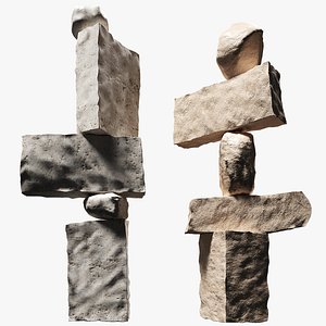 Standing stone pillars Modern abstract sculpture 3D model