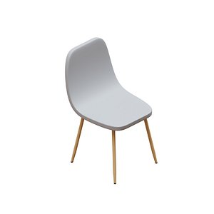 Fiber Dining Chair With Wooden Leg 3D
