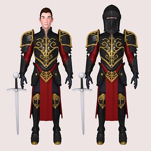 cartoon knight armor 3D model