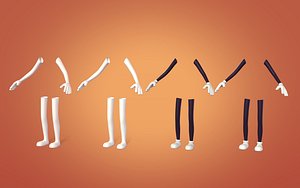 Cartoon Character - Arms - Legs - Hand - Foot -- Four Five Fingers 4 - 5