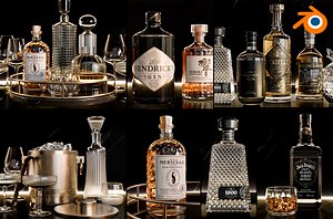 Bar Set 1 liquor bottles 3D model Blender 3D model