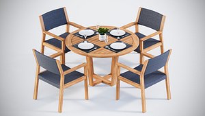 Maz table with 4 Maz Dining chairs with arms