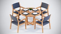 Maz table with 4 Maz Dining chairs with arms