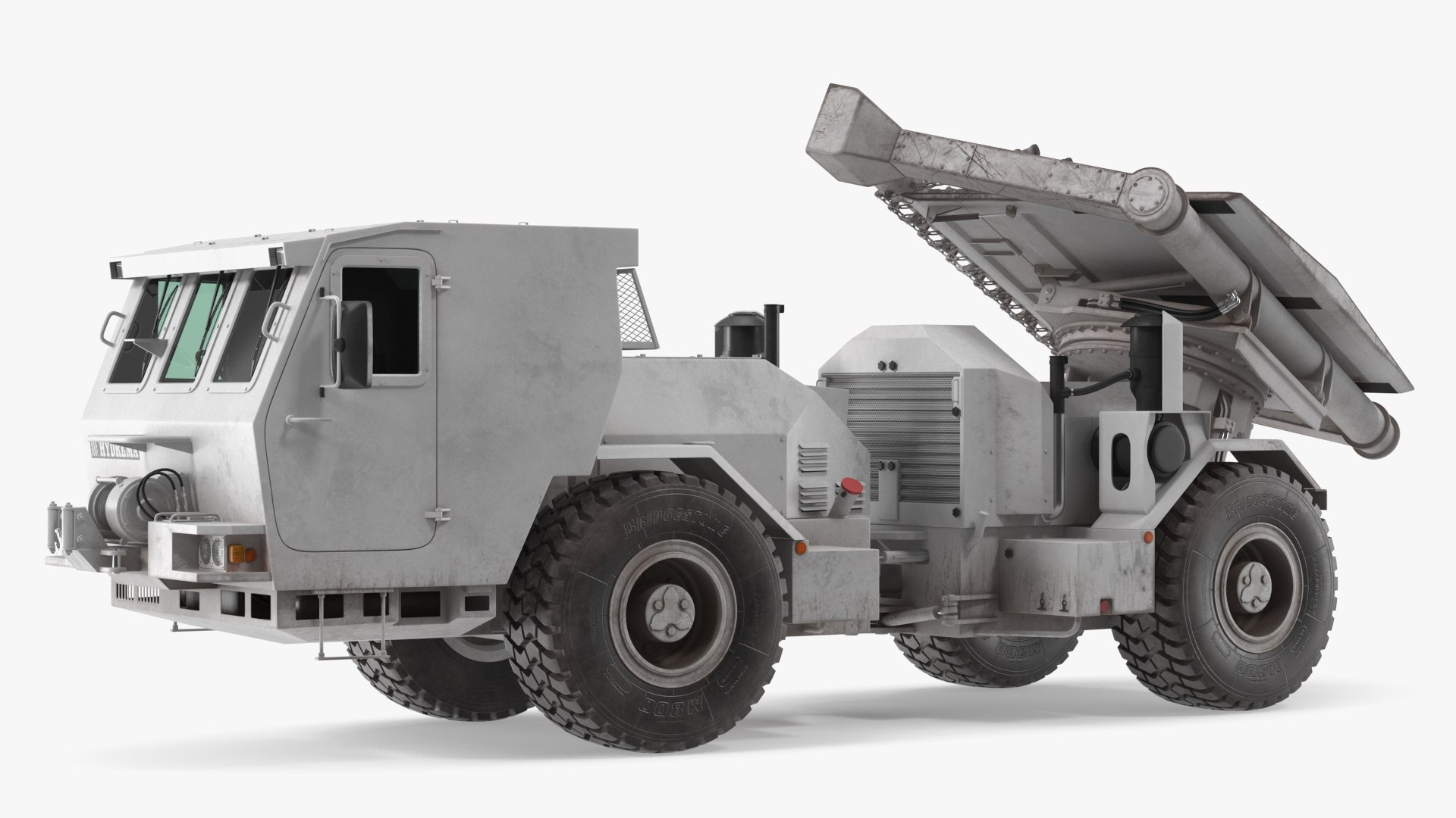 White Hydrema 910 Mine Clearing Vehicle Used Rigged 3D model preview