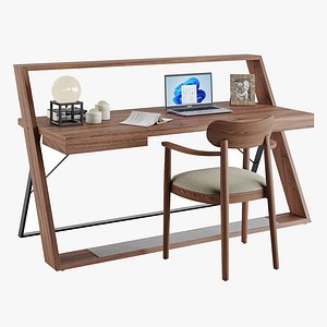 Angel Cerda Office desk in walnut wood 3D model