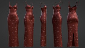 Silk Floral Prom Dress - Evening  Party Gown 3D