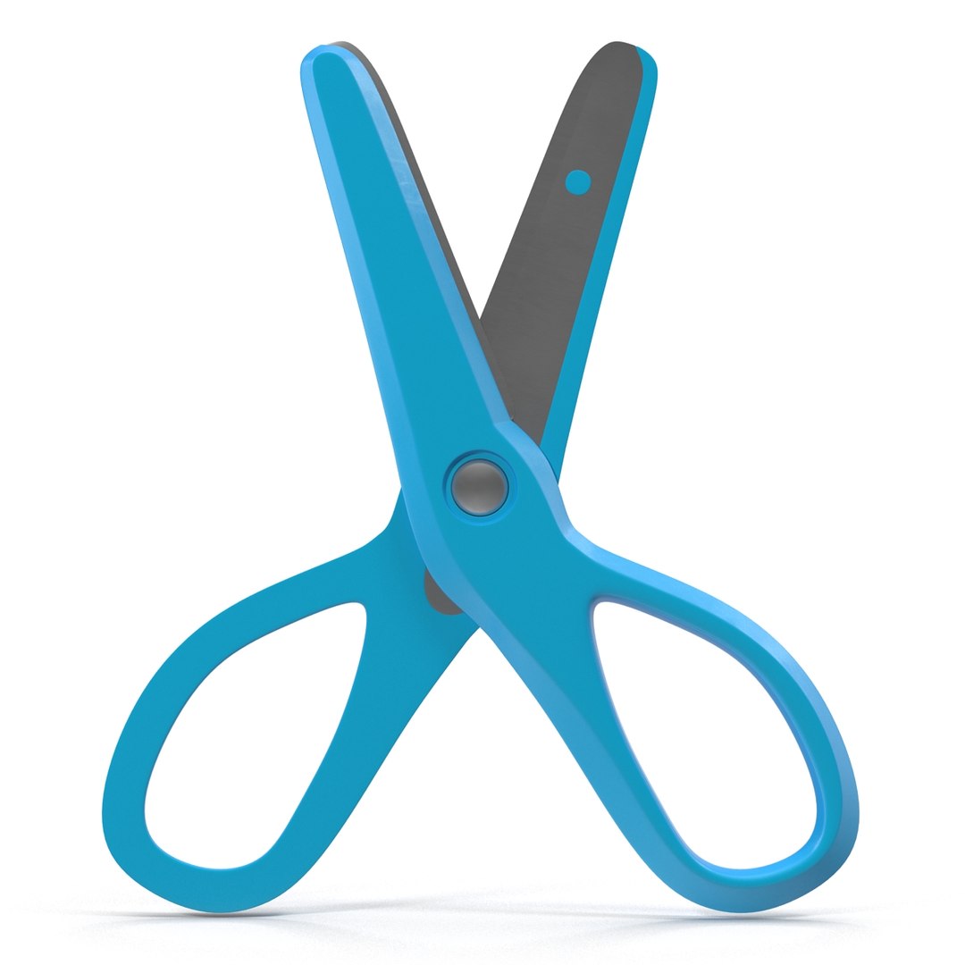 3d Scissors 3 Blue Model