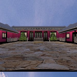 Chinese ancient courtyard  house model