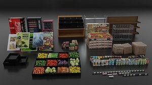 3D Grocery Store Asset Pack- Game Ready Low-poly 3D model model