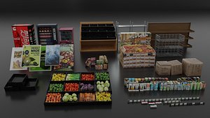 Grocery Store Asset Pack- Game Ready Low-poly 3D model