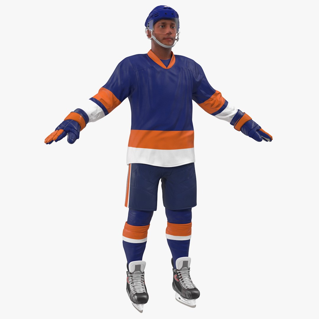 Hockey Player Blue Rigged for Cinema 4D 3D model preview