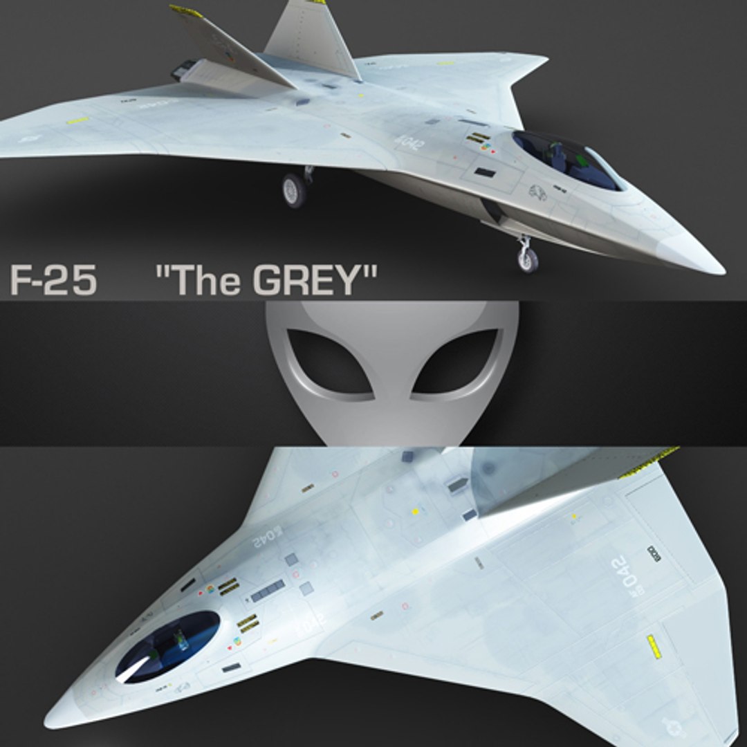 3ds Max F-25 Grey Futuristic Fighter