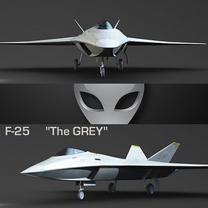 3ds max f-25 grey futuristic fighter