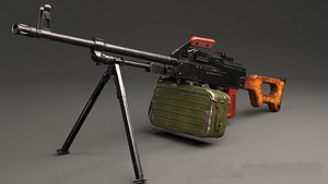 PKM Machine Gun Game Ready Low-poly