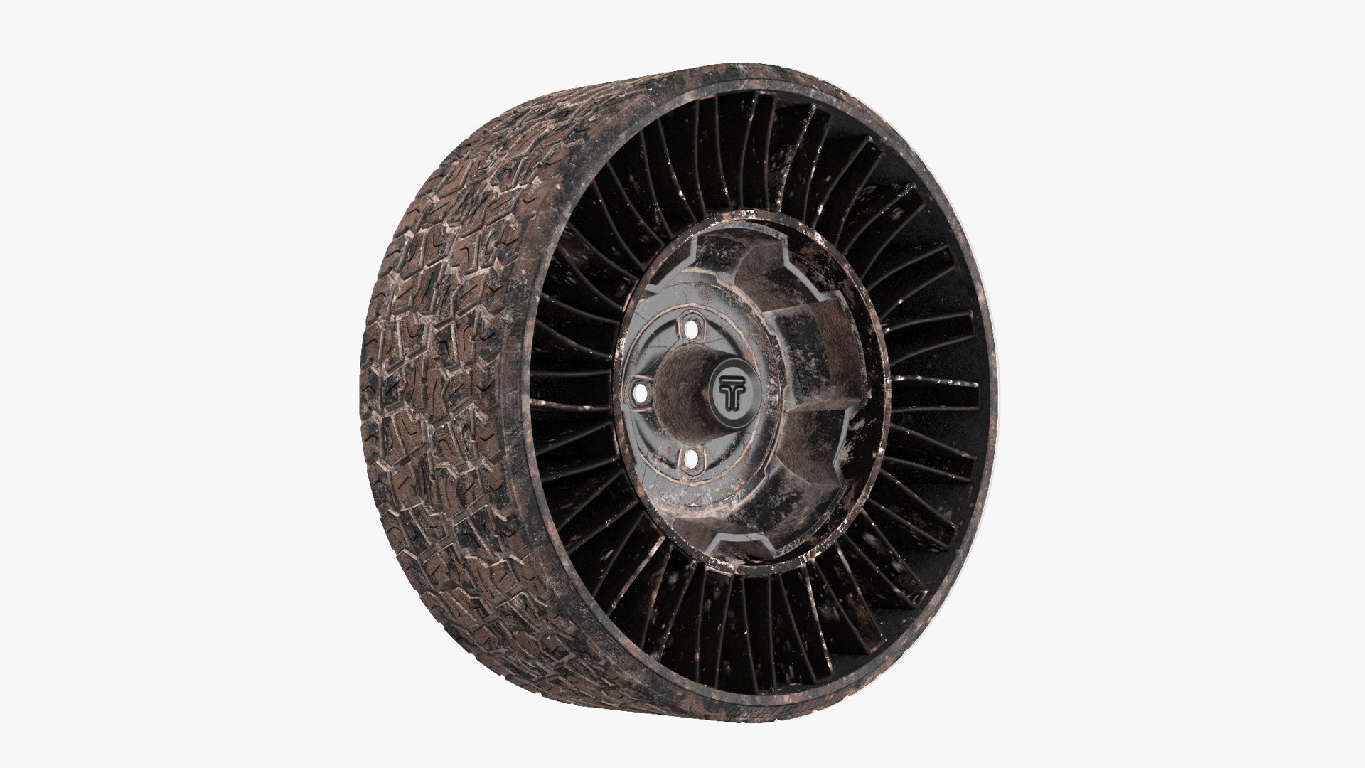 Dirty Airless Tire for Golf Cart MICHELIN 3D model preview