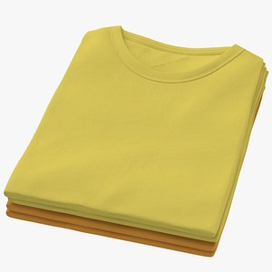 3D Female Crew Neck Folded Stacked Color Variations 07