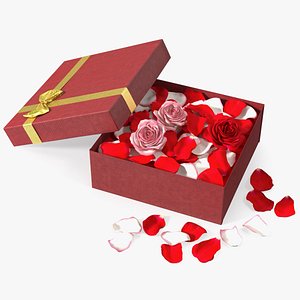 Box With Rose Petals 3D model